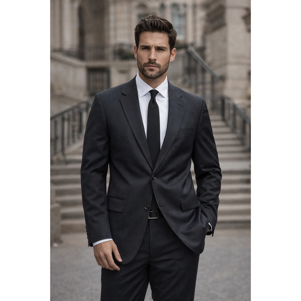 Hugo Boss Blazer Mens 46L Charcoal Gray Suit Jacket Business Classic Luxury